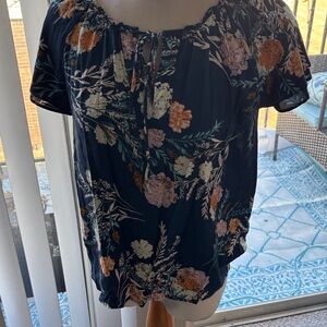 Candace Cameron Bure Navy Floral Blouse